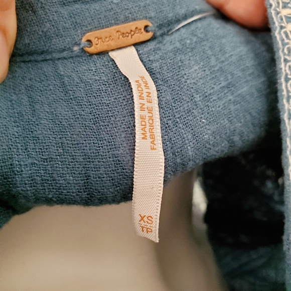 Free People Embroidered Tunic Top Sz XS Color teal - Picture 7 of 8